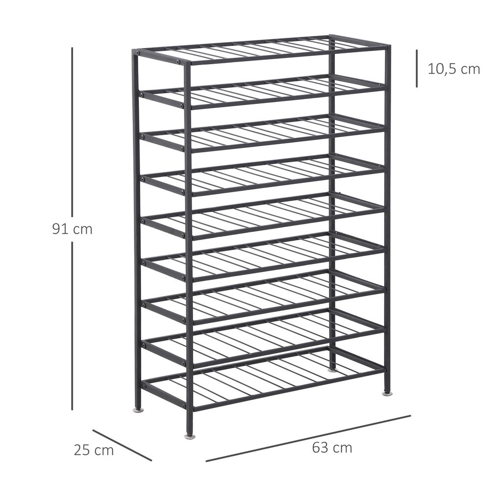Wine Rack Bottle Rack Bottle Storage Capacity 54 Bottles Dim. 63L x 25W x 91H cm Black Metal
