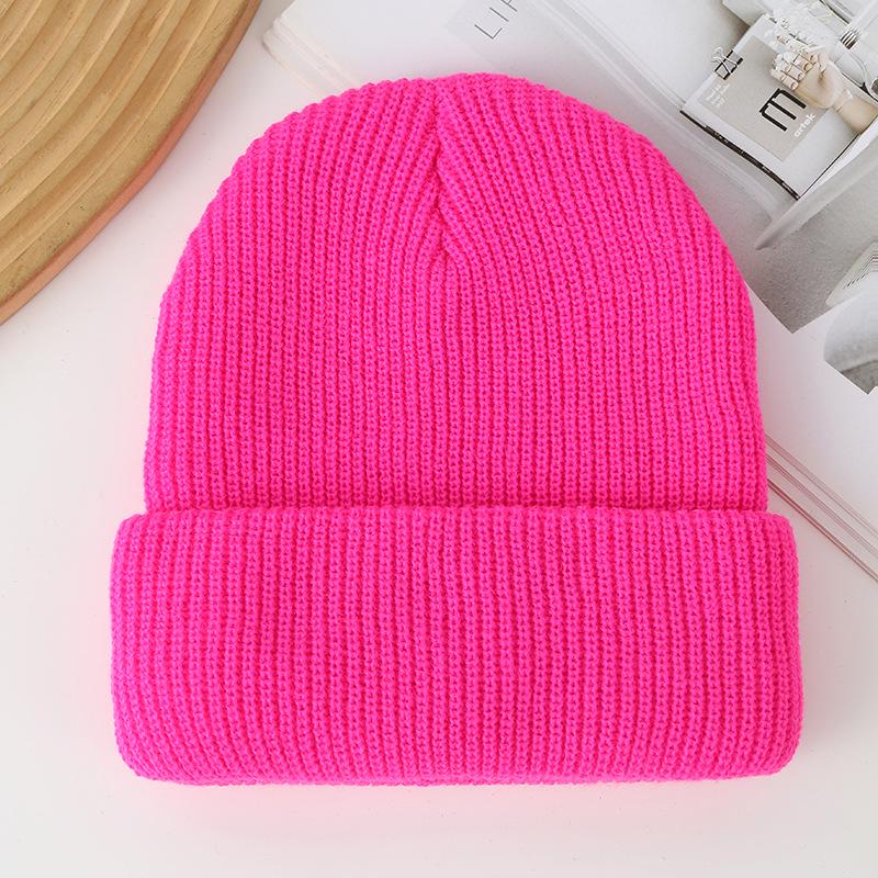 Gorro de Lana de Punto de Doble Capa de Color Sólido - Sombrero Pulóver Cálido para Exterior
