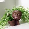 Face Flower Pot Head Planter, Black Woman Unique Planters for Indoor Outdoor Plants, Novelty Plant Pots Lady Vase with Drainage Hole Home Garden