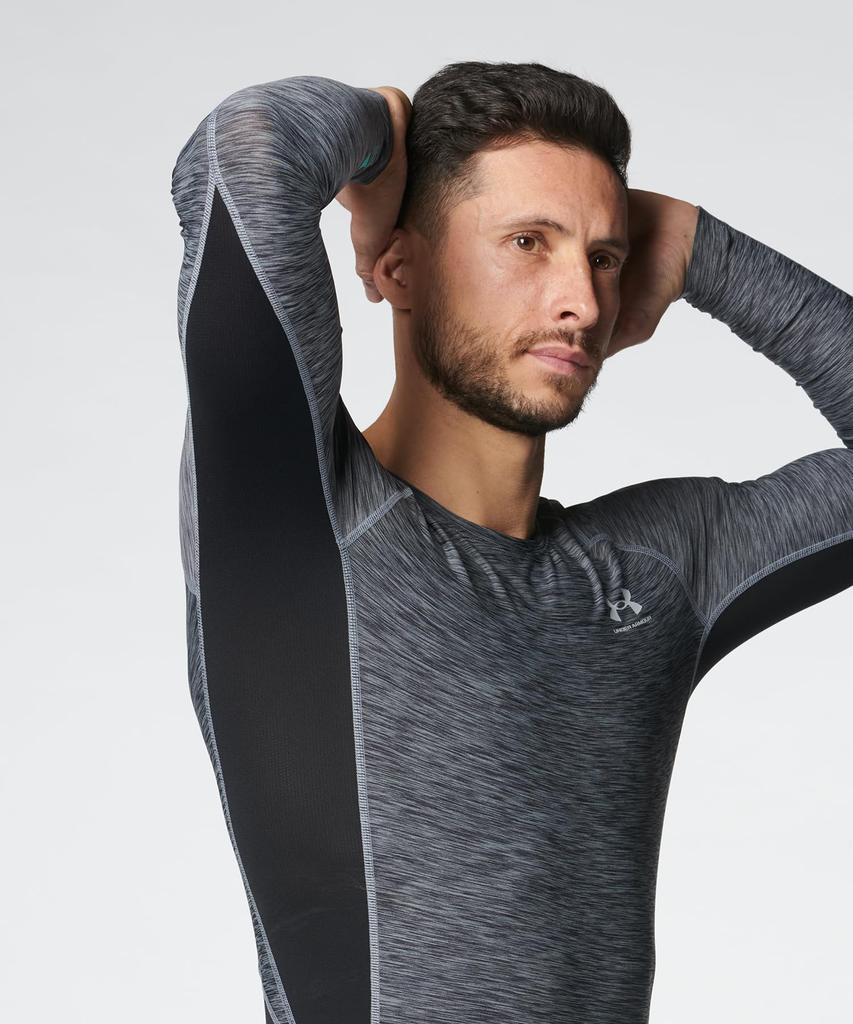 UA HeatGear Armor Compression Novelty Long Sleeve Shirt Training Steel XL Men's