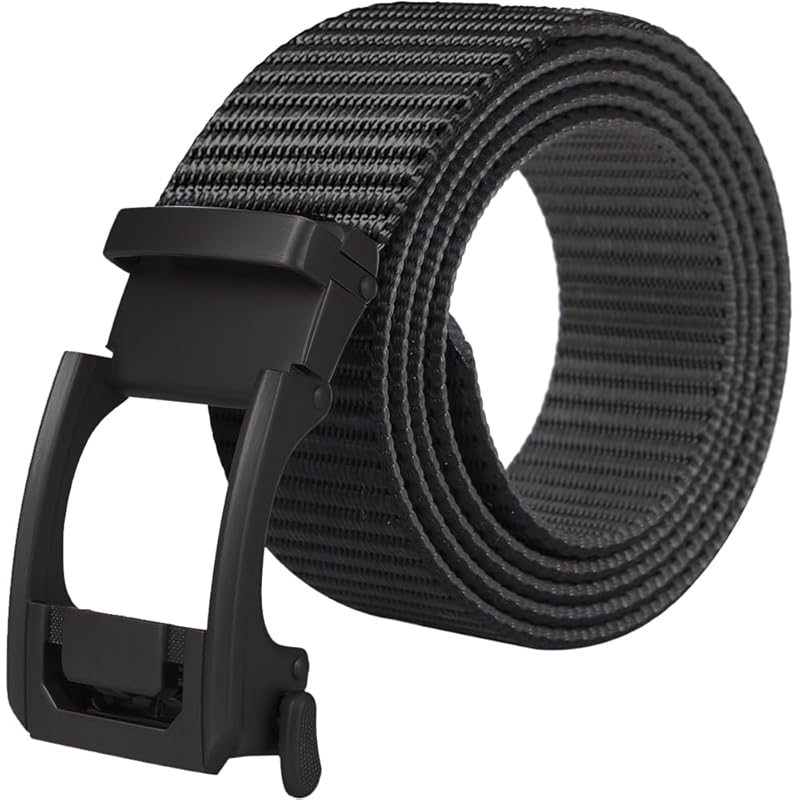 

[TIKAKU] nylon belt Stepless adjustment auto lock type No hole 125cm 3.4cm width golf For work large size (black)