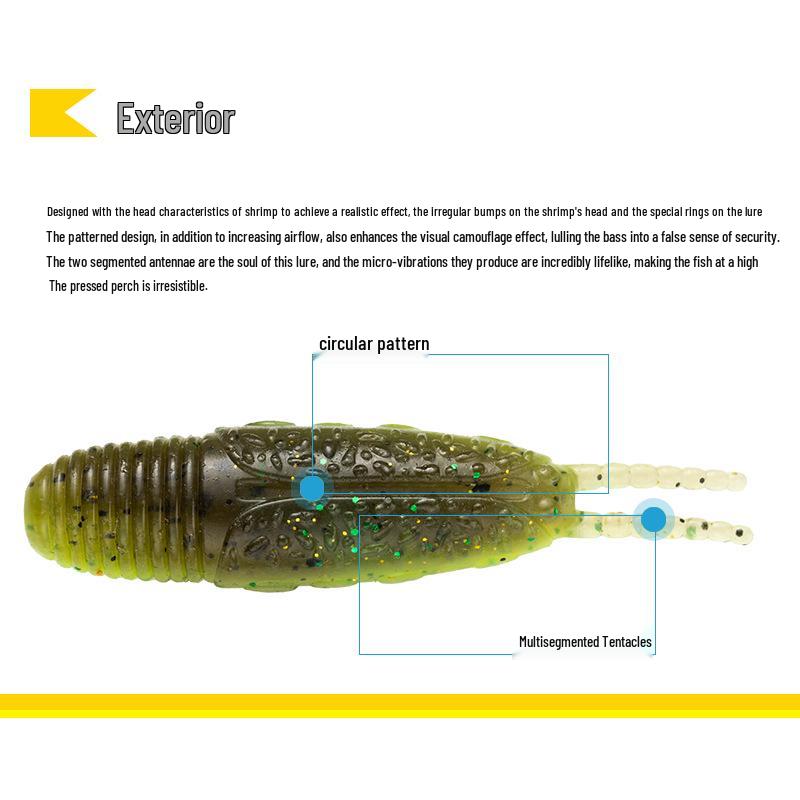 RIKAON Vysoce Gravitační Měkká Nástraha Wild Dog Shrimp pro Seabass a Mandarínské Ryby