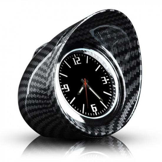 Car Quartz Clock Interior Carbon Fiber Dashboard Watch With Self-adhesive Base
