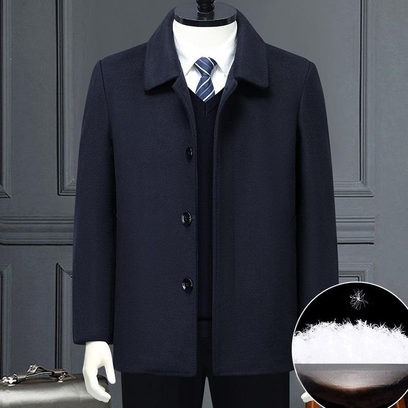 

Зимнее кашемировое пальто мужское короткое для среднего и пожилого возраста, деловая куртка-пуховик, толстое шерстяное пальто 205