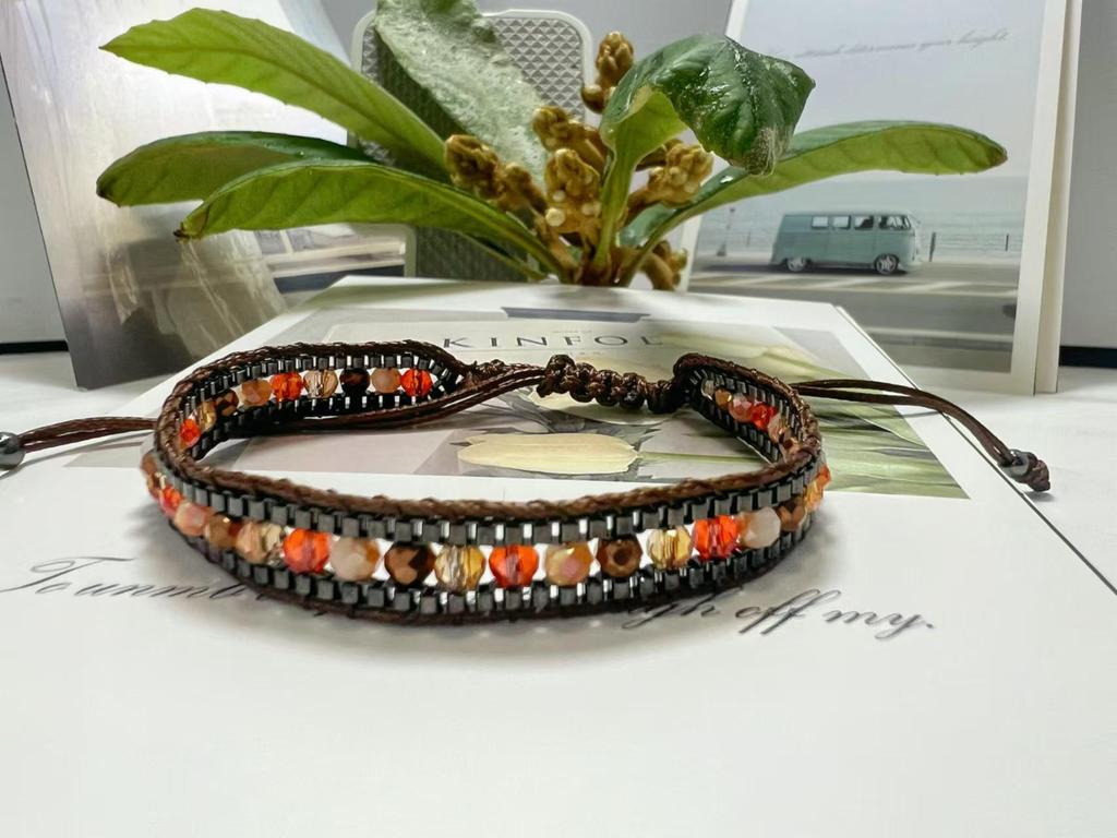 European & American Handmade Woven Crystal Retro Ethnic Friendship Bracelet for Women