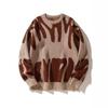 New Popular Autumn Winter Irregular Jacquard Pattern Pullover Sweater Casual Round Neck Contrast Color Knitted Men's Pullover