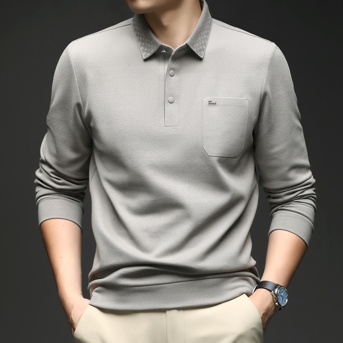 Autumn Long Sleeve T-Shirt Fashion Lapel Collar Loose Fit Top M