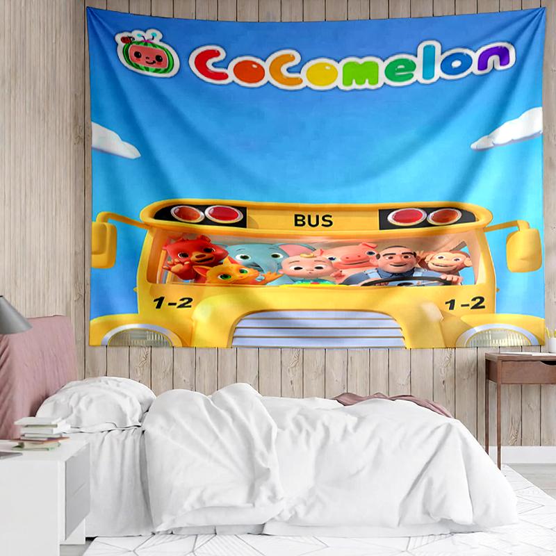 CoComelon Print Tapestry, Backdrop, Easy Setup, Ideal for Bedroom, Office & Living Room, with Aesthetic Wall Hanging Decor.