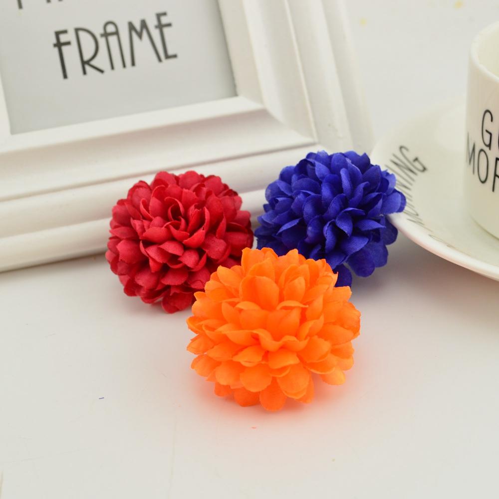 200PCS Artificial Flowers Cheap 5CM Silk Chrysanthemum Heads Home Wedding Decoration Wall Wreath for Christmas Garden Door Fake