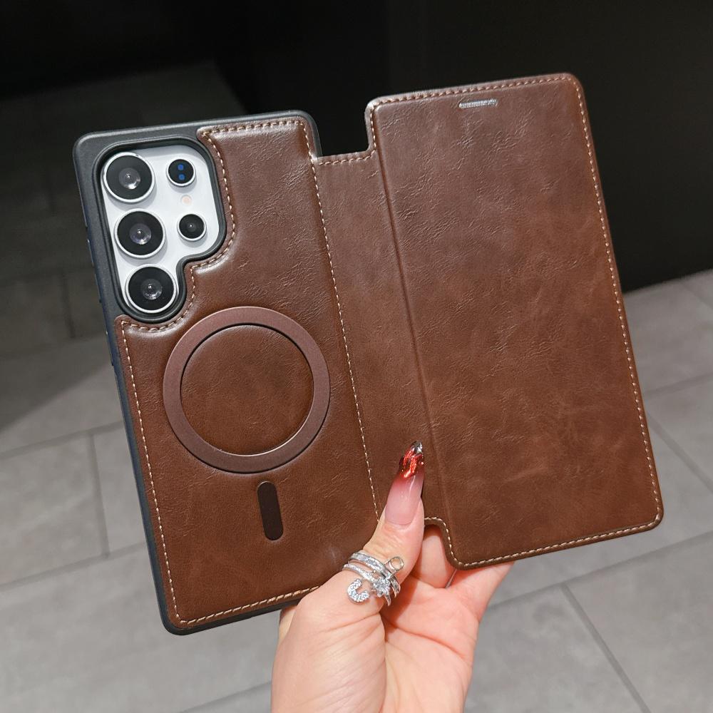 Luxury Flip Wallet Card Slot Leather Case For Samsung Galaxy S25 Ultra S24 S23 Plus S22 S25Edge Magnetic Fold Stand Holder Cover