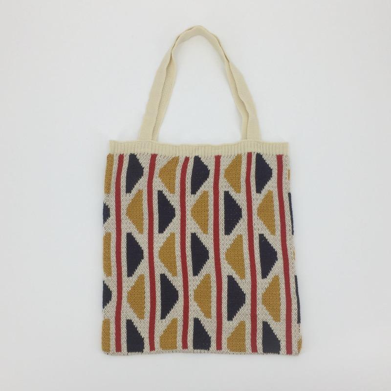 

Женская сумка, модная в литературном и ретро-стиле, на одно плечо, большая вместительная сумка для девочек, вязаная сумка с этническим узором One Size белый