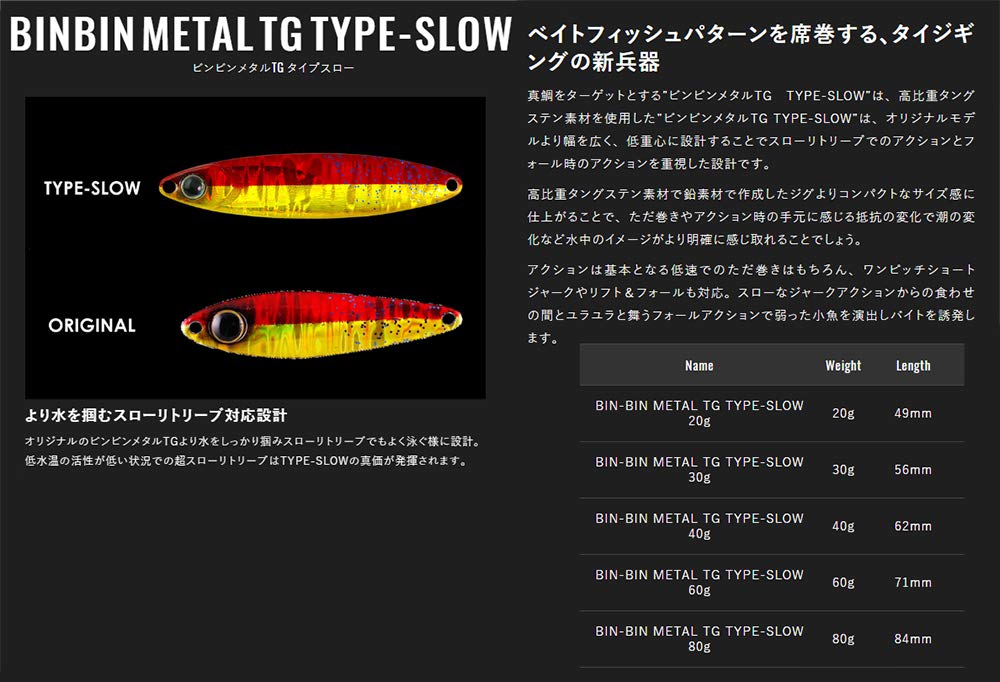 JACKALL Metal Jig Binbin Metal TG Type Slow 40g Gurikin Squid Glow
