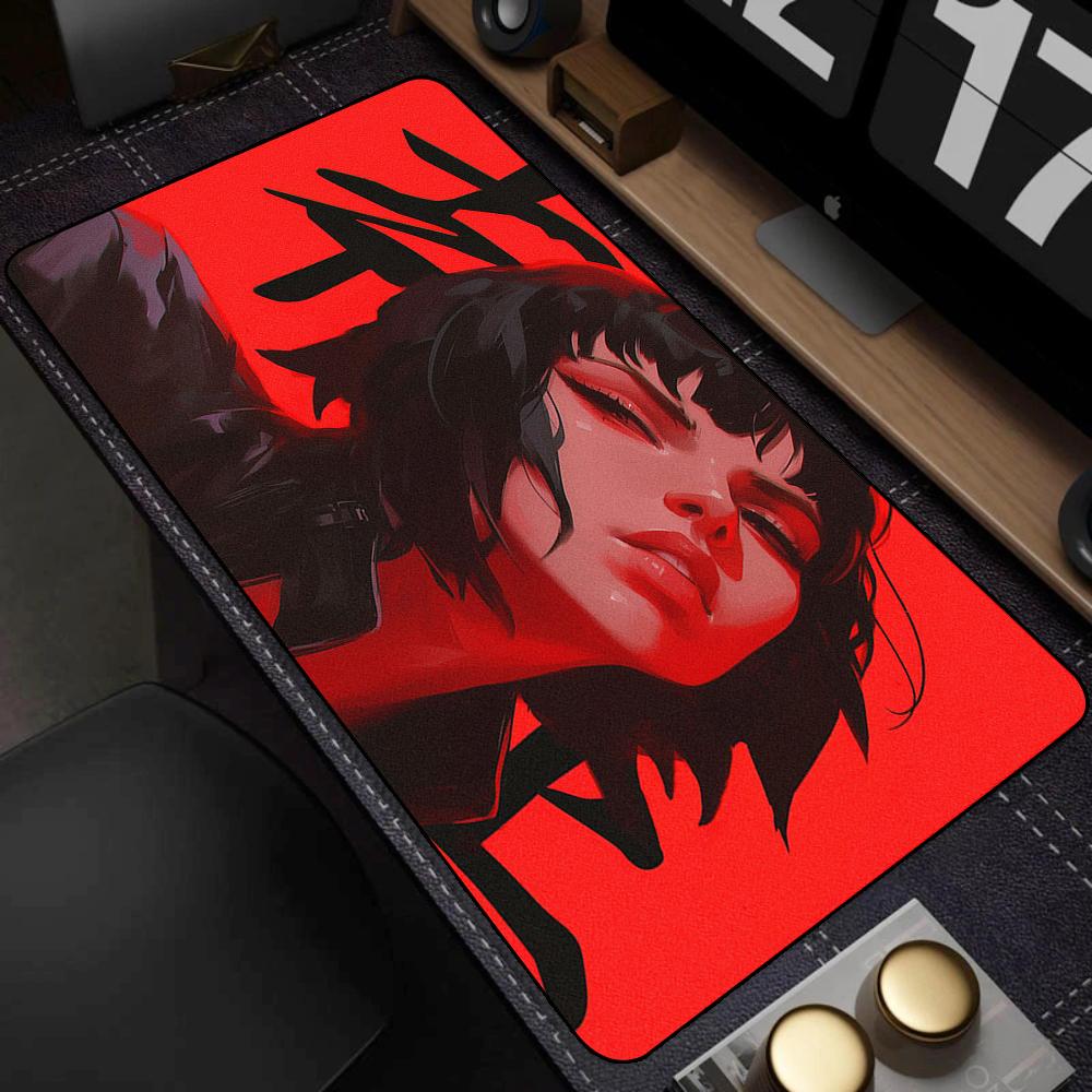 90x40cm Gaming Samurai Oni Mouse Pad Japan Mask Girl Deskmat Large Gamer Professional Premium Mousepad Speed Control Accessories