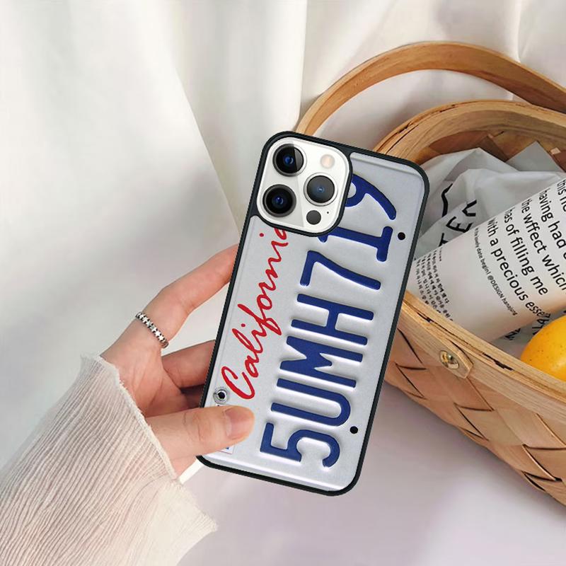 Retro Cool License Plate Number Phone Case For iPhone 17 Air 16 15 14 11 12 13 Pro MAX Plus Coque Cover Shell