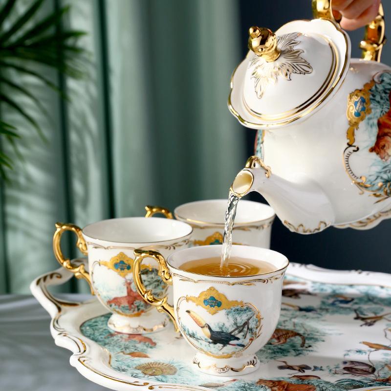 English Complete Set Of Coffee Set Creative Household Flower Tea Afternoon Tea Ceramic Tea Set Coffee Cup Saucer