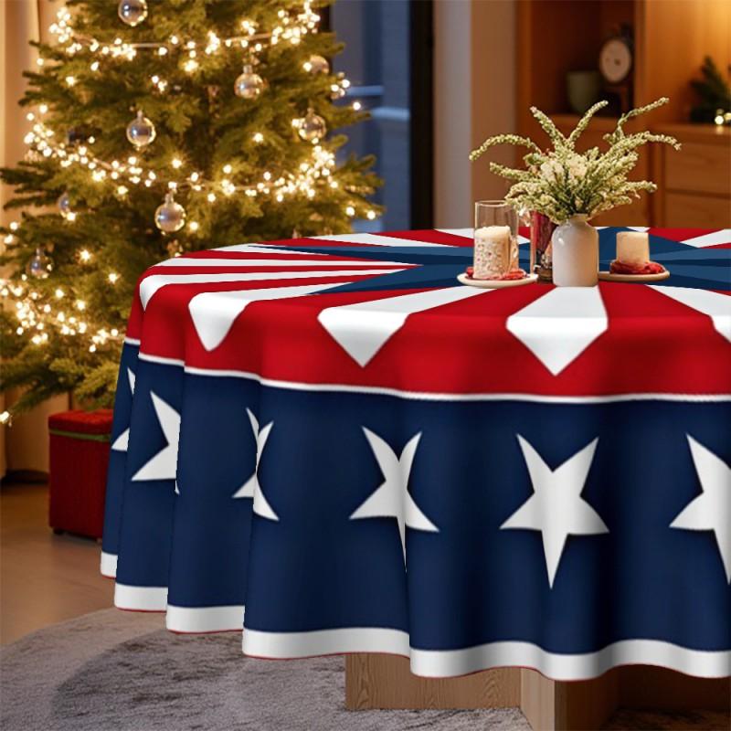 Amerikanischer Unabhängigkeitstag Tischdecke Dekorativer Stern Picknick Esstischbezug 4. Juli Party