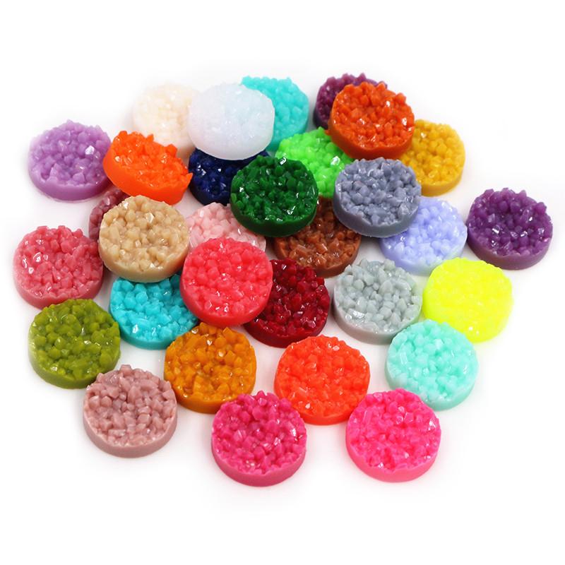 Neue, farbenfrohe 8/10/12 mm große, flache Naturharz-Cabochons (40 Stück) für Armbänder, Ohrringe und DIY-Schmuckherstellung
