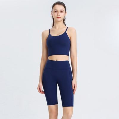 Nuevo Traje de Ropa de Yoga para Mujer Alta Elasticidad Sujetador Deportivo para Correr Para Levantar los Glúteos Pantalones Ajustados de Cinco Puntos Pantalones de Fitness Traje de Dos Piezas
