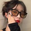 Korean Style 2022 Retro Square Studded Sunglasses - Black Frame with Tea Tint