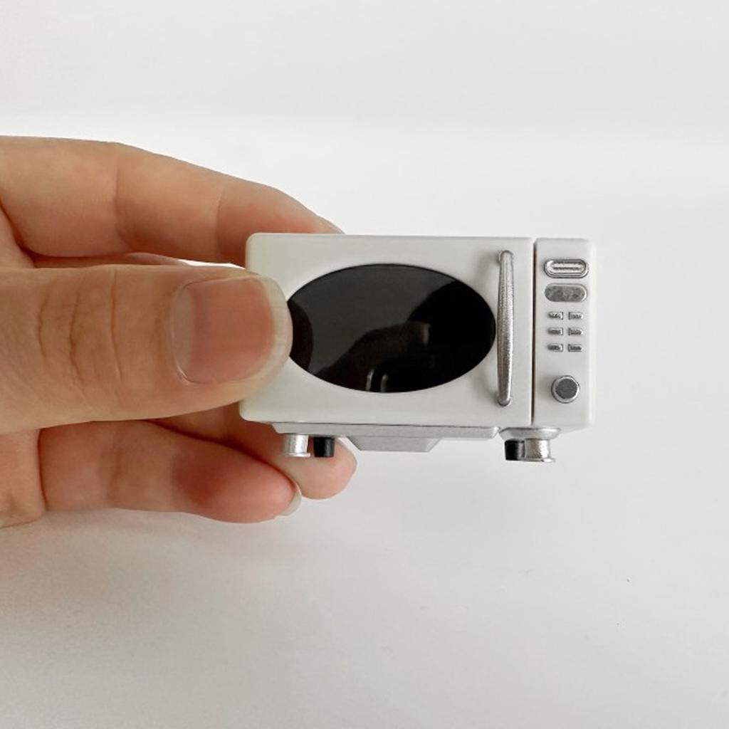 Miniature Dollhouse Microwave Model High Simulation Kitchen Accessories Ornaments Small House Microwave Decoration Model White