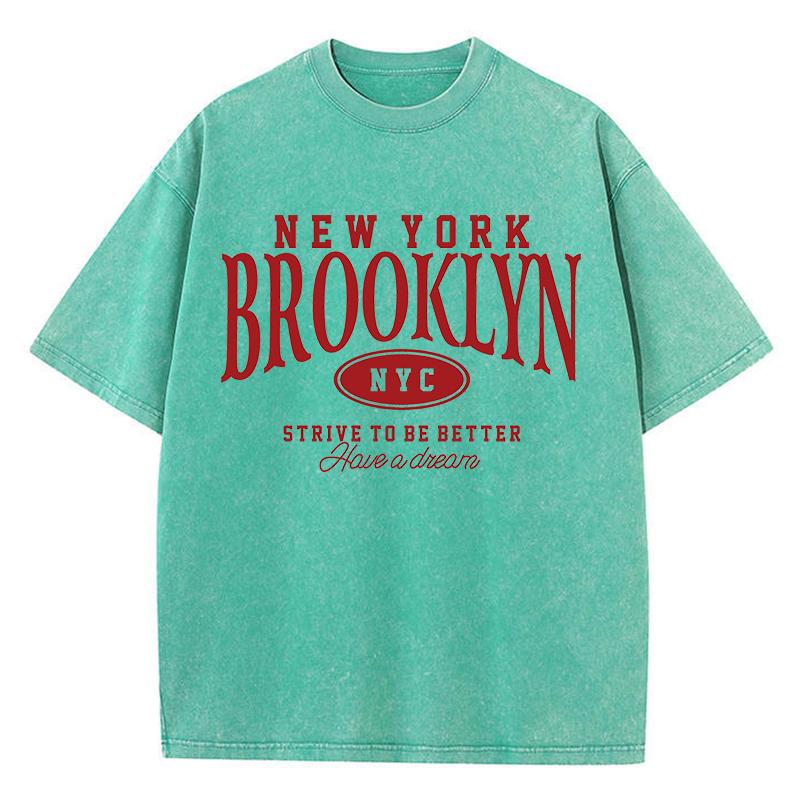New York Brooklyn Nyc Prints Washed T Shirts Womens Cotton Oversized TShirts Distressed ONeck Comfortable Tops Summer Clothes