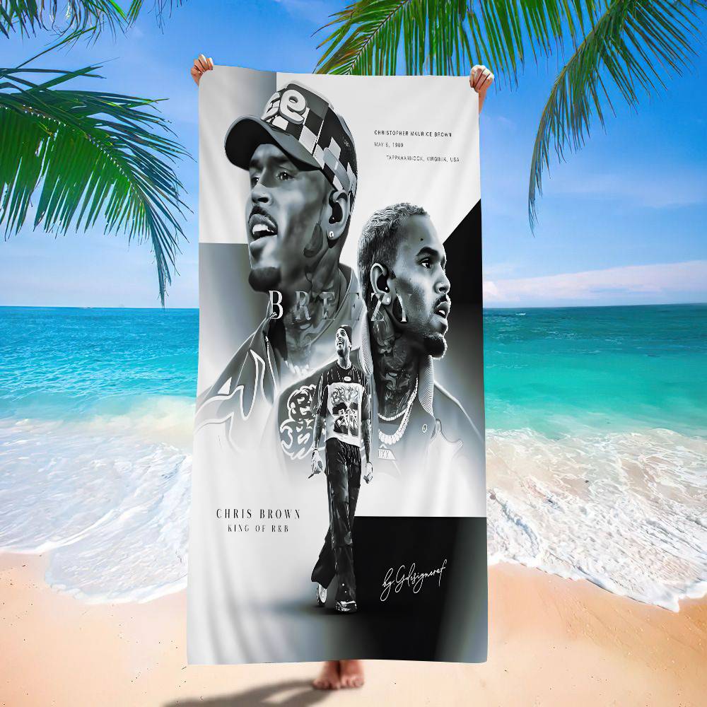 C-Chris B-Brown Rapper Classic Movie Big Microfiber Beach Towels Quick Dry Towel Sand Beach Towels Pool Towel for Travel Swim