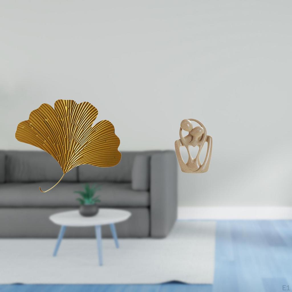 Wrought Iron Ginkgo Leaves Wall Decor And Abstract Couple Statue Creative Resin Sculpture for Living