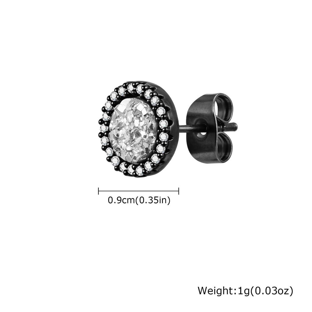Orecchini a Bottone Piccoli in Zircone di Cristallo di Alta Qualità per Uomo Metallo Placcato Oro Orecchini da Piercing Rotondi Gioielli Moda Punk