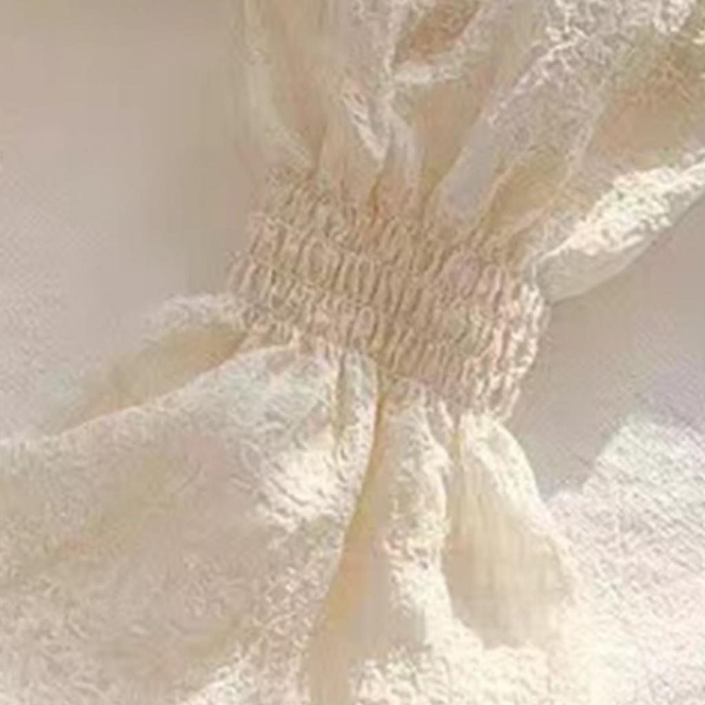 Ice Silk Arm Cover Sun Protection Pleated Puff Bubble Sleeves Women Summer Accessories Beige