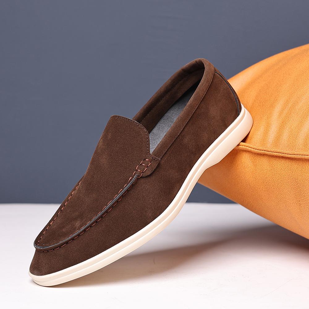 Fashion Breathable Male Walking Shoes Luxury Brand Men's Suede Loafers Casual Slip-On Dress Shoes All-match Comfortable Flat for Men