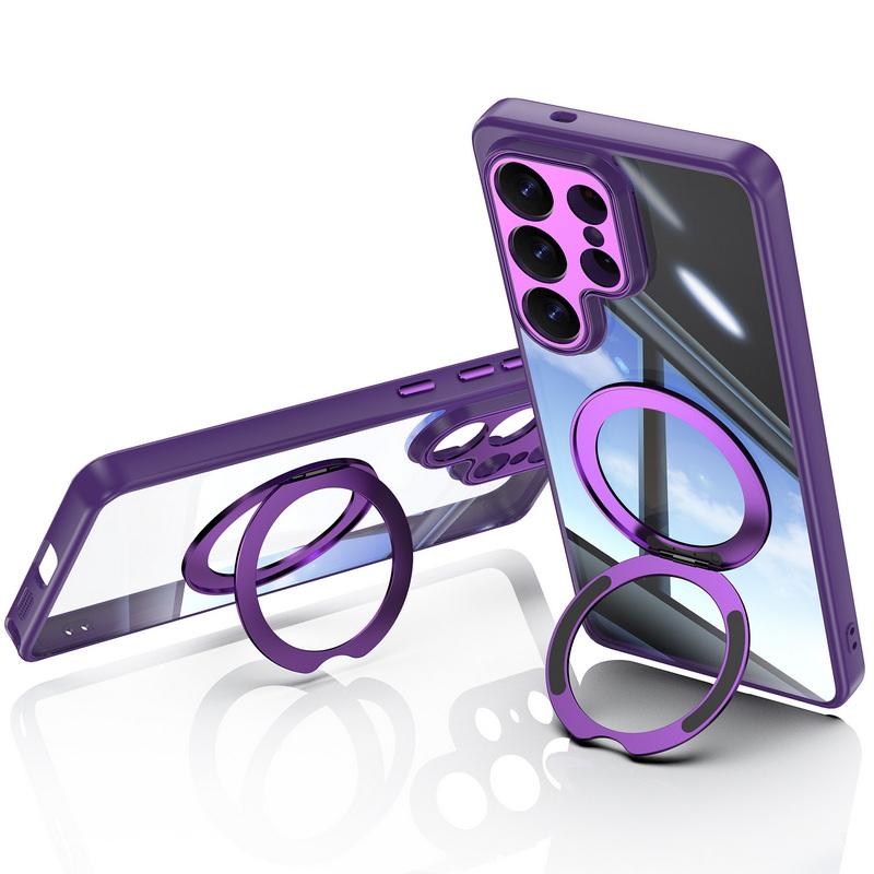 Coque Étui avec Support Anneau Magnétique Pour Samsung Galaxy A57 A37 A17 A56 A36 A26 A16 A06 5G S23 S24 Plus S25 FE Edge S26 Ultra Hybride TPU+PC Coque Arrière Transparente
