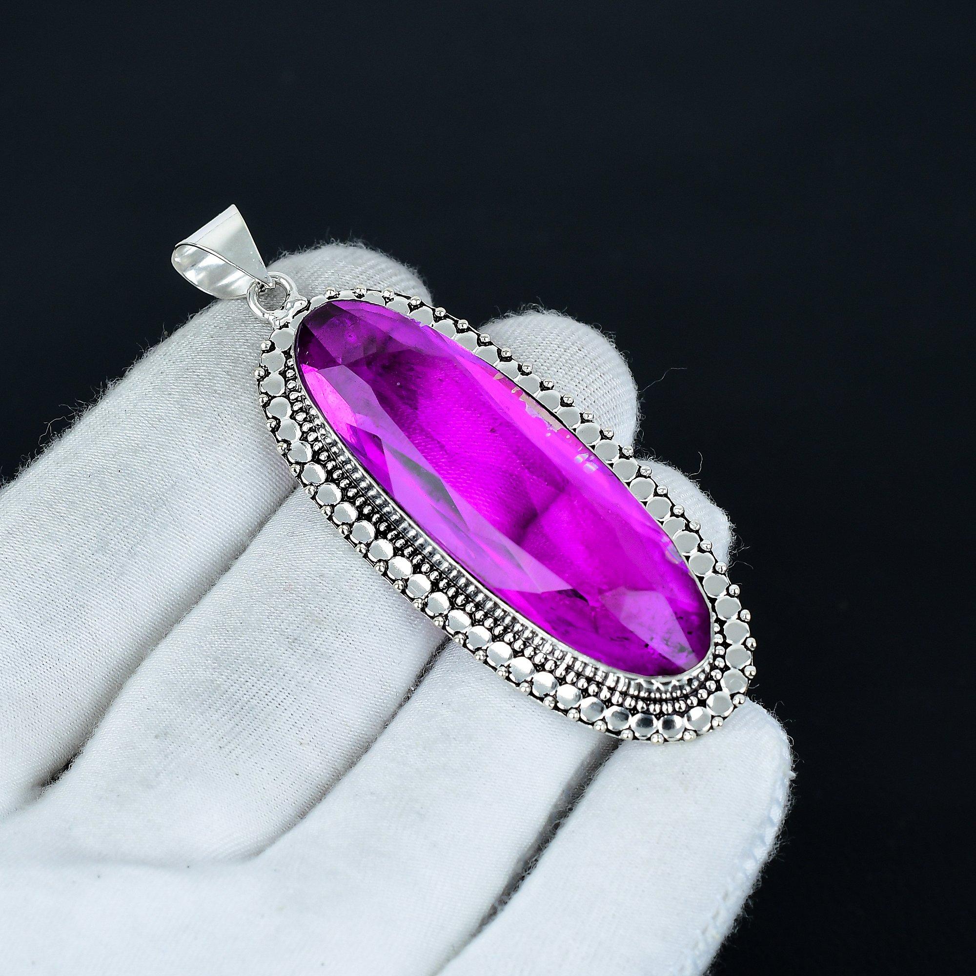 

Подвеска с розовым мистическим топазом, подвеска из стерлингового серебра 925 пробы, подвеска ручной работы, антикварная подвеска, подвеска с драгоценным камнем розовый мистический топаз, подарок 2.56 розовый