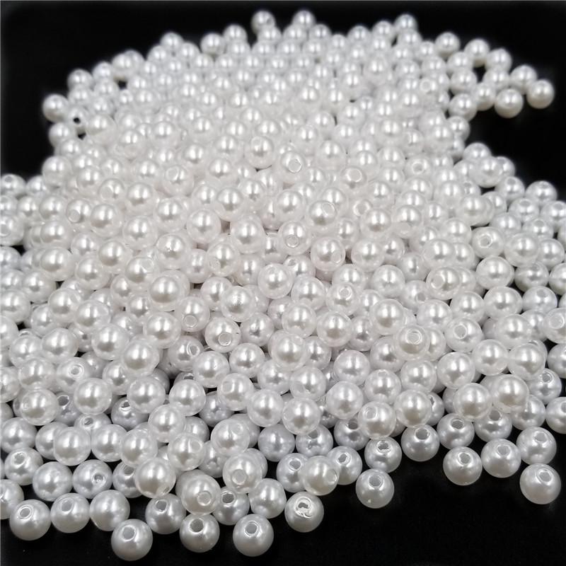 Straight-Hole White Imitation Pearl Beads, Shoe, Bag, Clothing Decoration Accessories,DIY Handmade Bead Jewelry Materials
