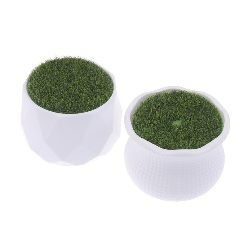 5Pcs Flower Pot Round Planters With Artificial Lawn Vase White Plastic Thick Plants Flower Pot Home Garden Decorations