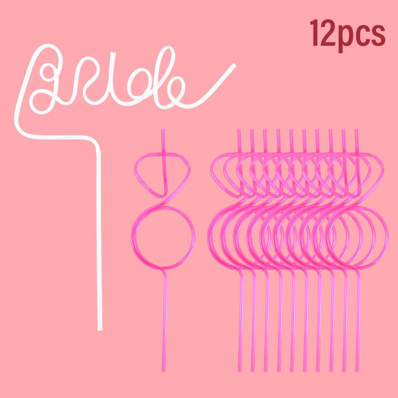 1set Bridal Shower Straws Love Heart Drinking Straw Bride To Be Wedding Decoration Bachelorette Hen Party Supply Team Bride Gift