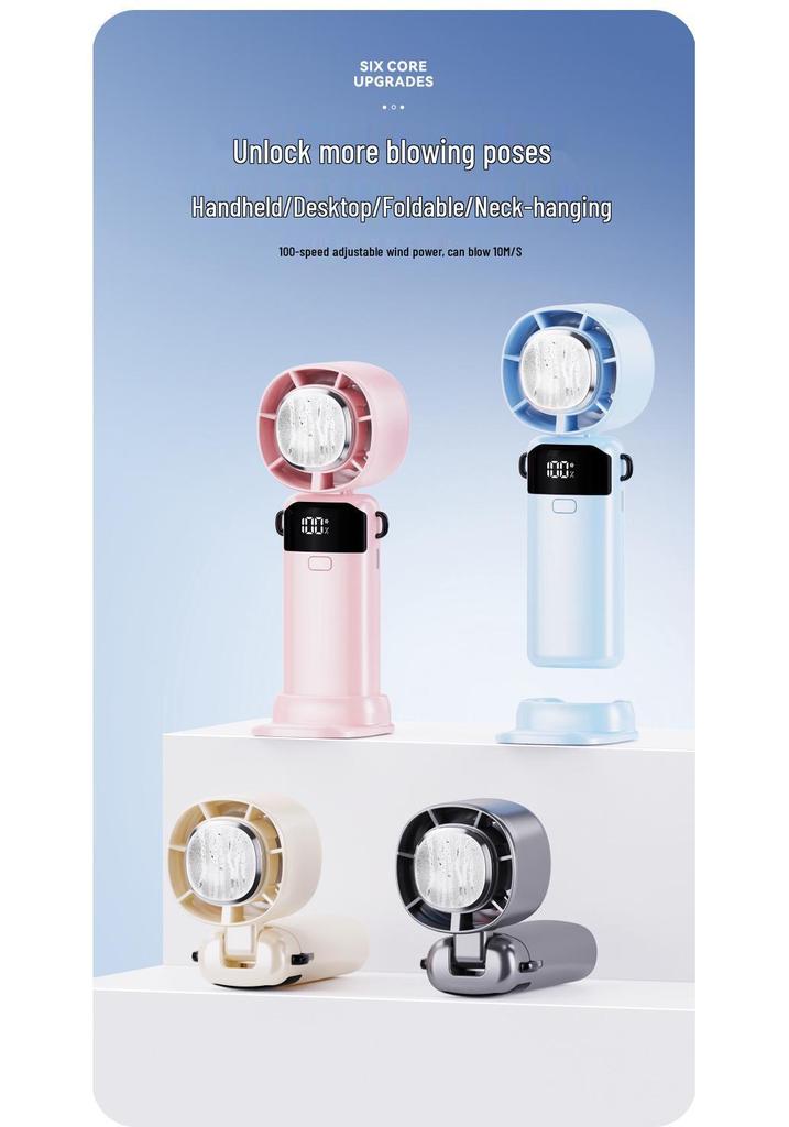 Portable Rechargeable Handheld Folding USB Fan with Ice Pack
