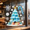 Snowman Glass Stickers Christmas Static Window Clings Reusable with Santa Claus Festive Home Decor Xmas Tree Patterns Removable Decals for