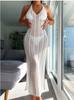Halter See-Through Sleeveless Maxi Beach Dress - Slimming & Backless Summer 2026 Fashion