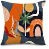 Orange Tone Geometric Fun Vibrant Modern Style Pillowcase Bedroom Sofa Decorative Cushion Cover with Zipper