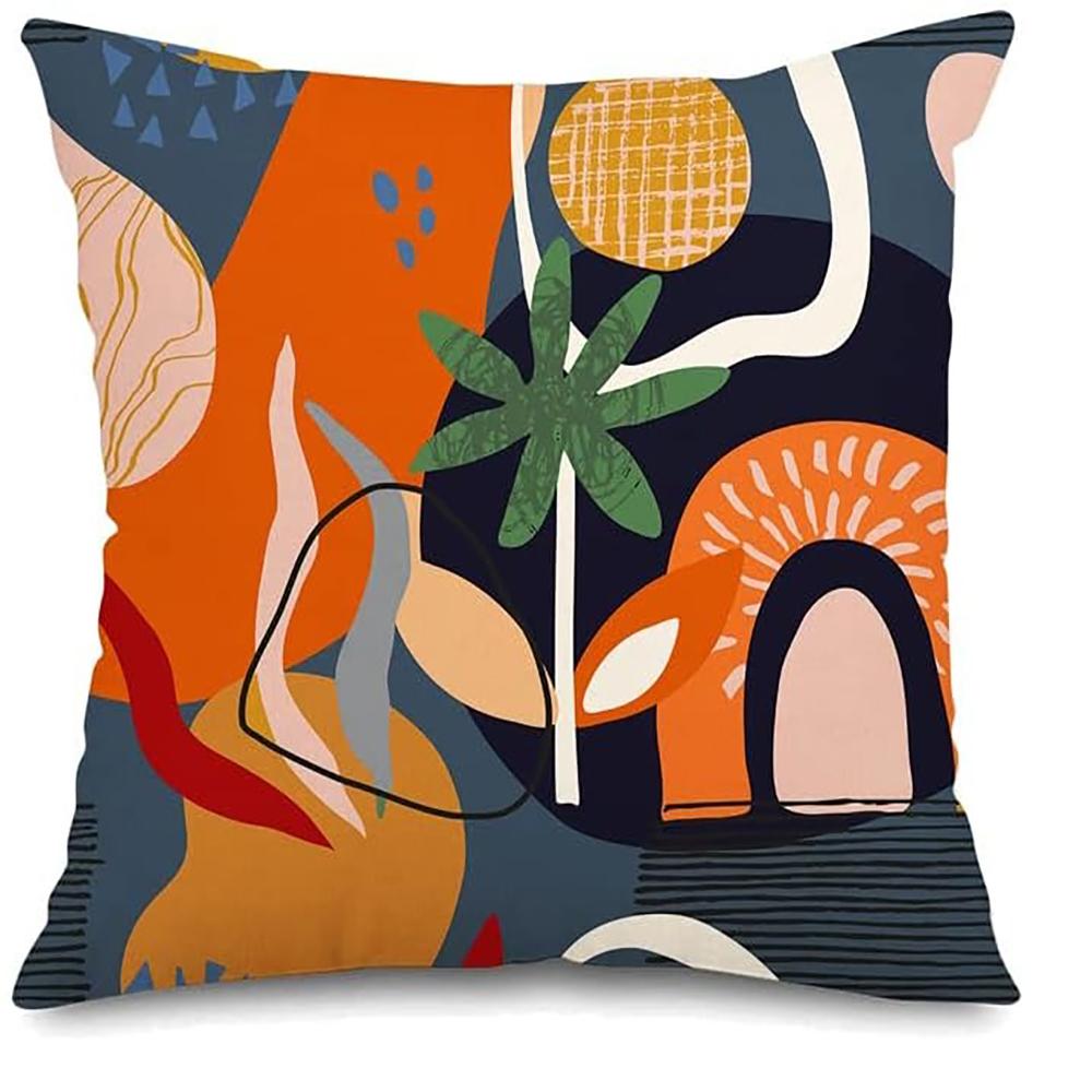 Orange Tone Geometric Fun Vibrant Modern Style Pillowcase Bedroom Sofa Decorative Cushion Cover with Zipper