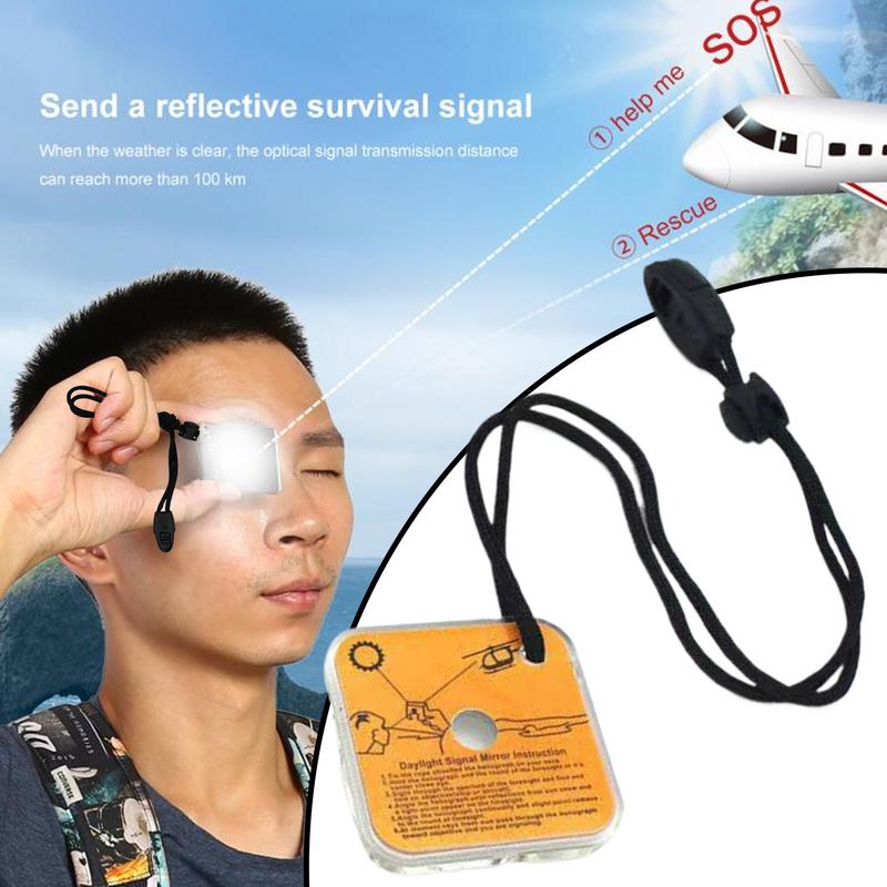 Outdoor Multifunctional Survival Emergency RescueReflective Signal Mirror Tool Camping Hiking Long Distance Communication
