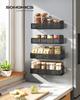 SONGMICS Magnetic Spice Racks, Set of 4, 2 Large and 2 Small Shelves, Spice Organisers, No Drilling Needed, Kitchen Shelf for Refrigerator, Microwave