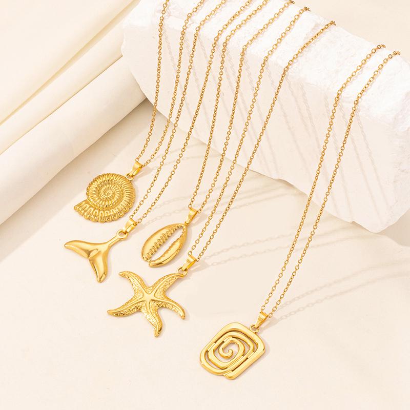 1Pc Waterproof Summer Ocean Animal Starfish Conch Shell Pendant Necklaces Sea Wave Mermaid Tail Aesthetic Collares Jewelry