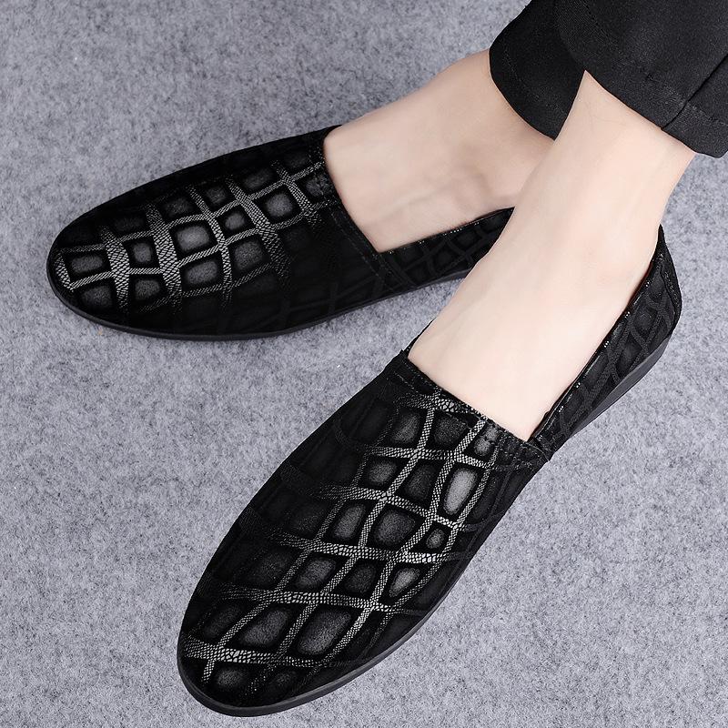 

Мужская обувь 2025 лето новая ленивая обувь Doudou на плоской подошве, модный мужской дизайн, повседневная кожаная обувь 37 чёрный