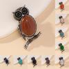 Owl Pendant Brooch With Natural Stone Embedding For Fashion Accessories