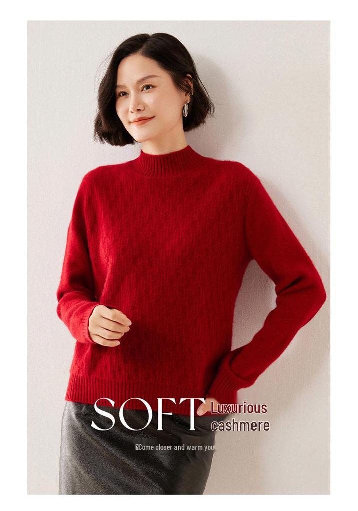 Women's High-Neck Cashmere Sweater: Thick, Solid Knitwear for Autumn/Winter