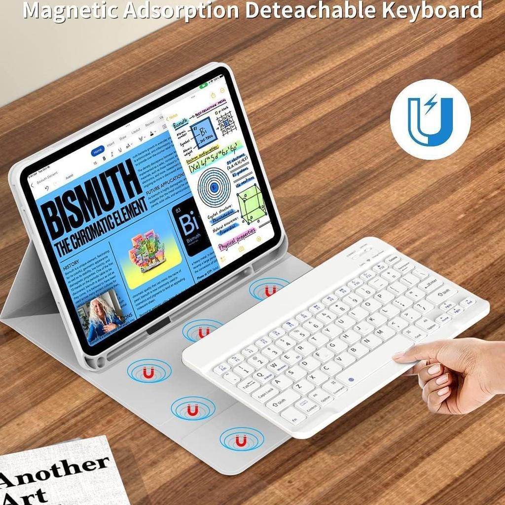 iPad Air 11 10th Gen Leather Keyboard Case with Magnetic Detachable Cover & Pen Slot