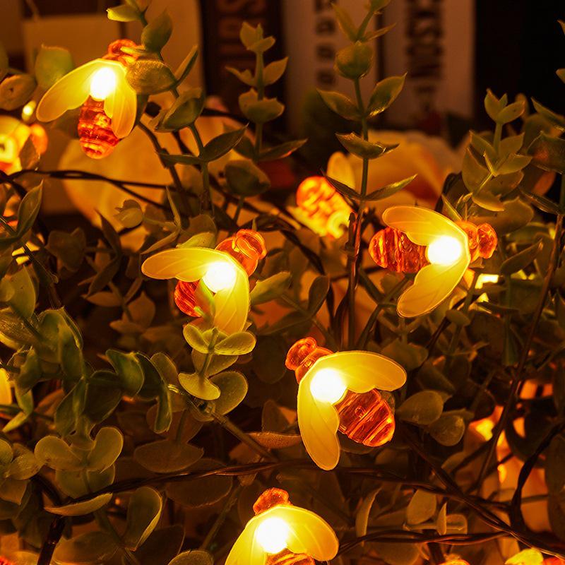 Colorful Outdoor Solar LED Bee String Lights - Waterproof Garland for Festivals & Lawn Decor