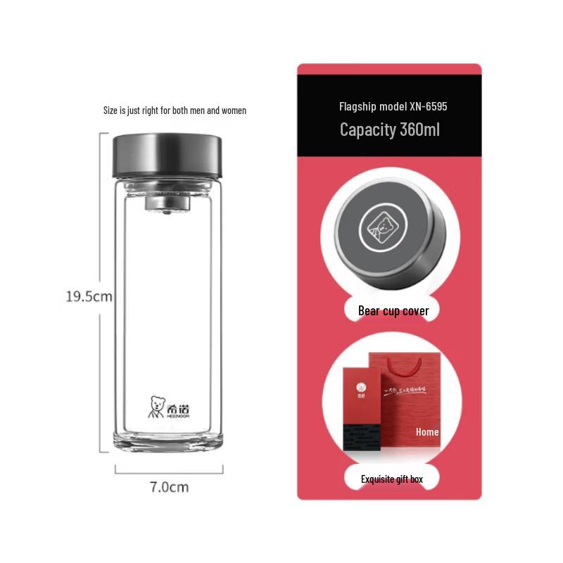 XINUO Double Wall Glass Tea Infuser Bottle