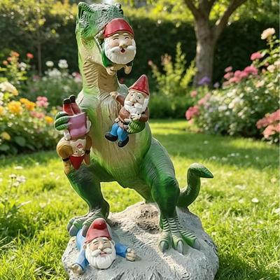 Hars dinosaurus en dwerg ornamenten voor binnen/buiten tuin decoratie